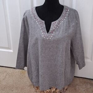 Verwear Grey Blouse With Embellishments     Size XL